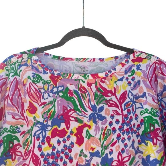 Kim Rogers Womens Perfectly Soft Vibrant Multi Color 100% Cotton T Shirt Top XXL - Picture 3 of 5
